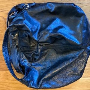 La Furla Black Patent Leather Hobo Bag